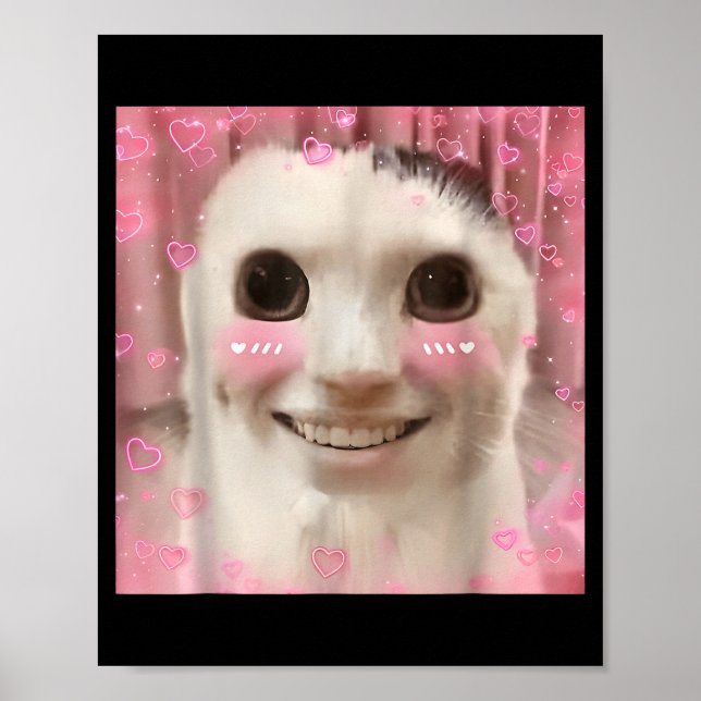 Poster Ahh Cat Meme Dank Cursed Weirore Funny Dank Meme  (Frente)