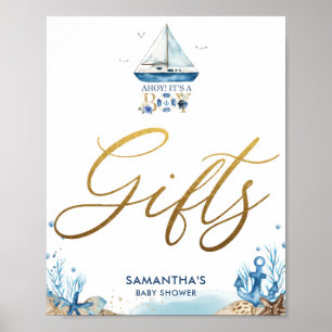 Poster Ahoy, é um Chá de fraldas Náutico de Barcos