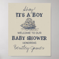 Ahoy! É um rapaz vintage náutico chá de fraldas In