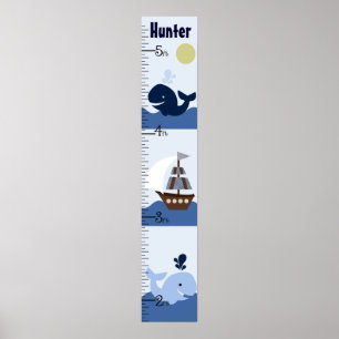 Poster Ahoy Mate/Sailboat/Whale Growth Chart Manter a 8x4