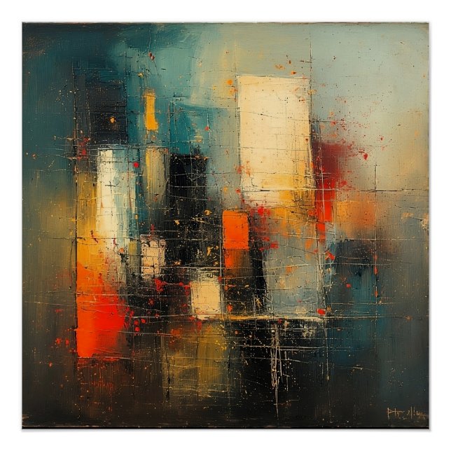 Póster Ai gerou abstrato e cidade resiliente (Frente)