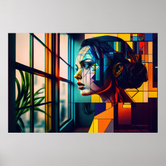 Poster Ai gerou misteriosa mulher como arte moderna