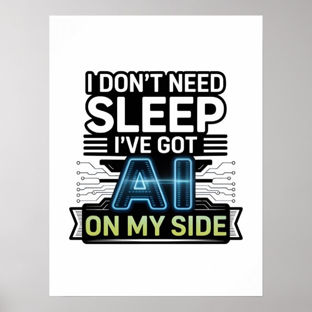 Poster AI On My Side – Funny Tech Quote (Frente)