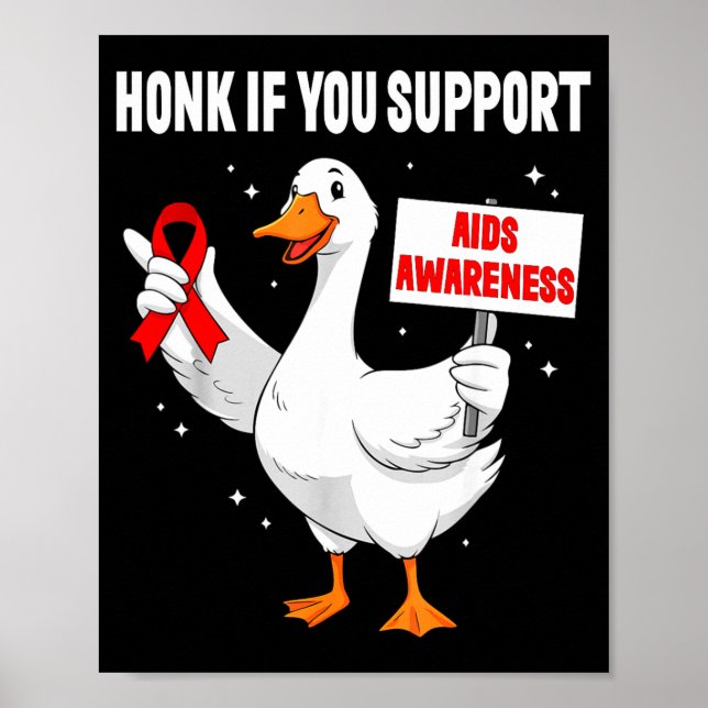 Poster Aids_hiv Awareness Funny Goose World Aids Day Red  (Frente)