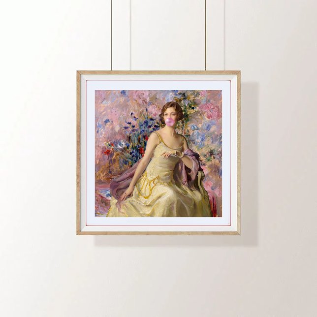 Póster Ailsa Villard Flores Chiclete Rosa Bolha (Criador carregado)