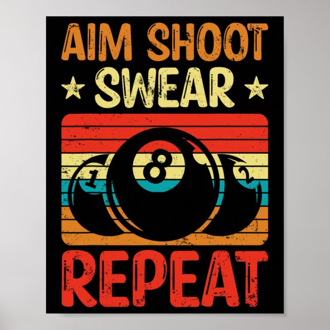 Poster Aim Disparo Repito Eu Piscina Billiard I Snooker I (Frente)