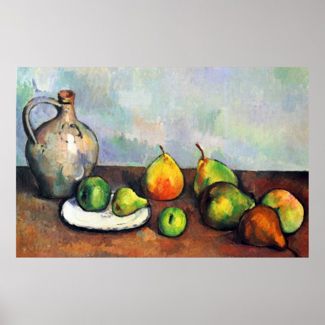Póster Ainda a vida, Jar e Fruta por Paul Cezanne (Frente)