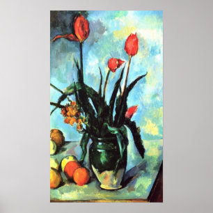 Póster Ainda a vida, vaso com Tulipas por Paul Cezanne