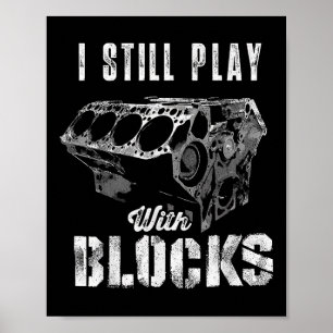 Poster Ainda Brinco Com Blocos Divertido Motor De Carro H