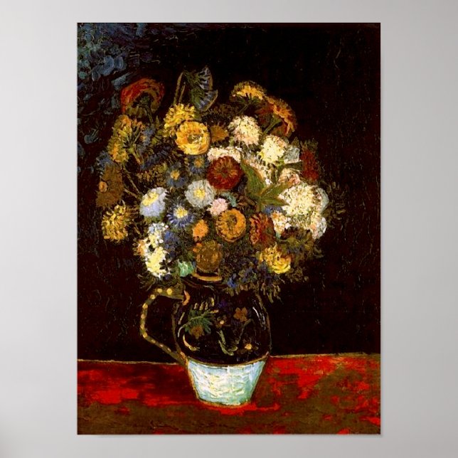 Póster Ainda é vida com Zinnias Van Gogh de Belas Artes (Frente)