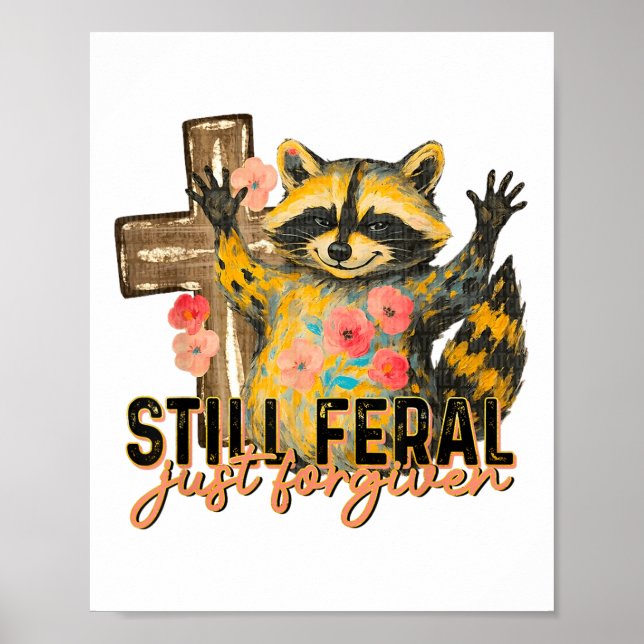 Poster Ainda Feral Apenas Perdoado Cruz Cristã Vintage  (Frente)
