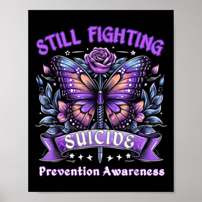 Poster Ainda Lutando Contra a Prevenção do Suicídio Borbo (Frente)