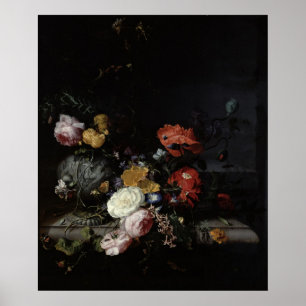 Póster Ainda vida com flores e insetos