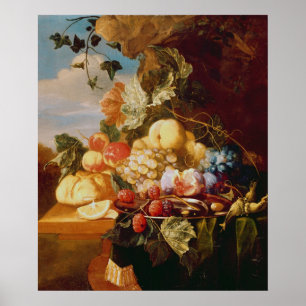 Póster Ainda vida com fruta e flores