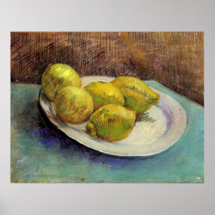 Poster Ainda vida com limões em uma placa por Van Gogh