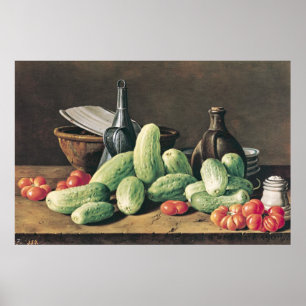 Póster Ainda vida com pepinos e tomates