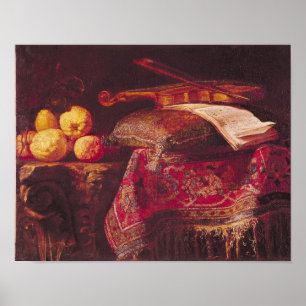 Póster Ainda vida da fruta e de instrumentos musicais