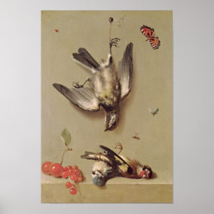 Poster Ainda vida dos pássaros e das cerejas inoperantes