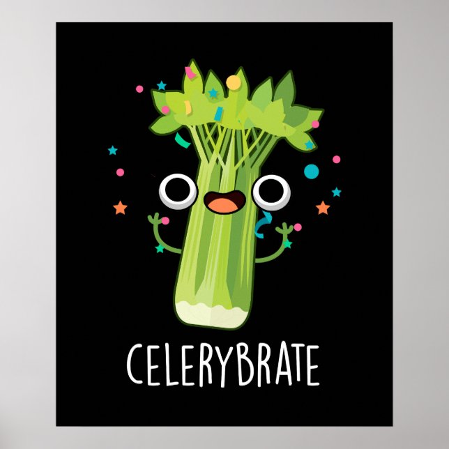 Poster Aipo Funny Veggie Celery Pun Dark BG (Frente)