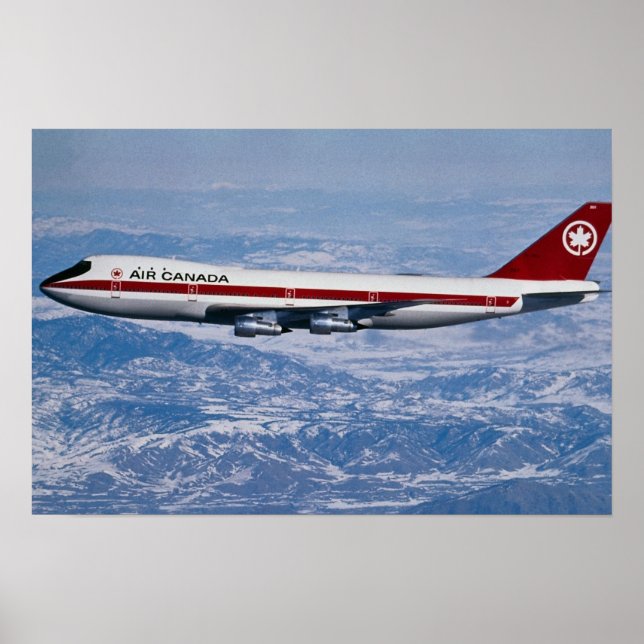 Póster Air Canada 747 sobre Montanhas Rochosas (Frente)