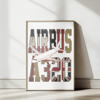 Poster Airbus a320 Avião Comercial. Bandeiras Europeias V