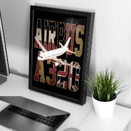 Poster Airbus a320 Avião Comercial. Bandeiras Europeias V