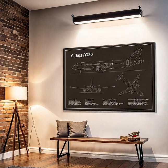 Poster Airbus A320 - Planos de desenho de avião em projet (Criador carregado)