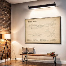 Airbus A320 - Planos de desenho do avião Blueprint