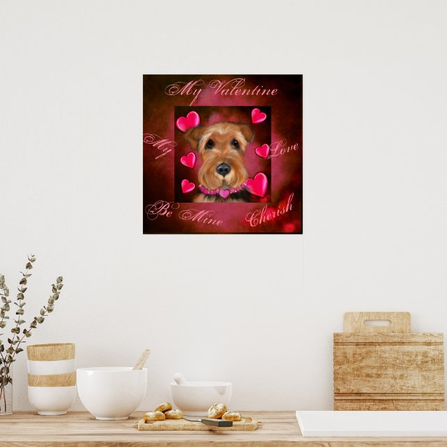 Poster Airedale do Dia dos Namorados (Cozinha)