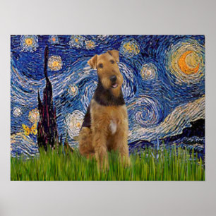 Póster Airedale Terrier (#1) - Noite Estrelada
