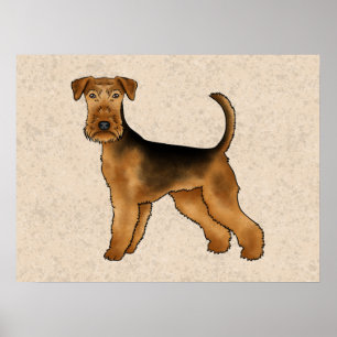 Poster Airedale Terrier Cachorro de Desenho Animado Fofo