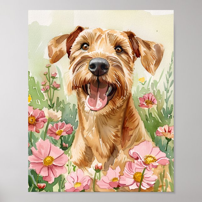 Poster Airedale Terrier Dog Art - Watercolor Wall Impress (Frente)