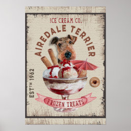 Poster Airedale Terrier Ice-Creme Funny Tratamentos Conge