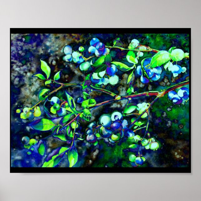 Poster Airelas azuis - matiz verde (Frente)