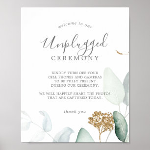 Poster Airy Greenery e Dourado Sinal de cerimônia desplu