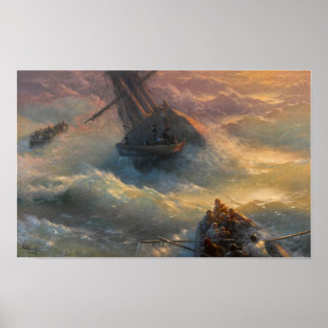 Poster Aivazovsky - Abandonando Navio (Frente)
