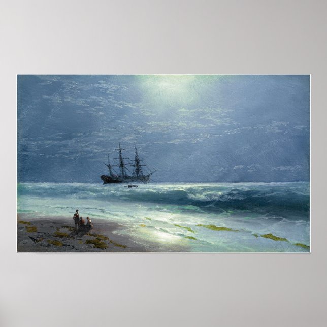 Poster Aivazovsky - Aterrissagem à Lua 1895 (Frente)