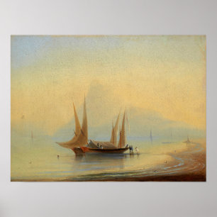 Poster Aivazovsky - Barcaças Fora da Costa