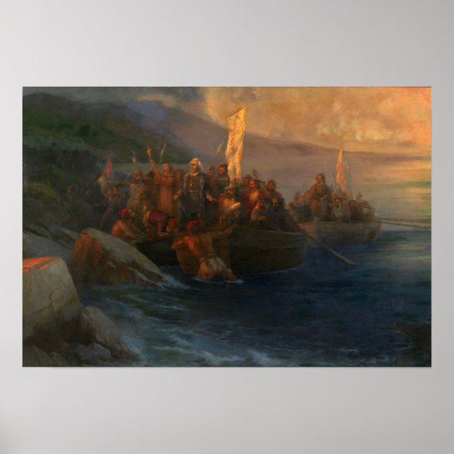Poster Aivazovsky - Desembarque De Cristóvão Columb... (Frente)