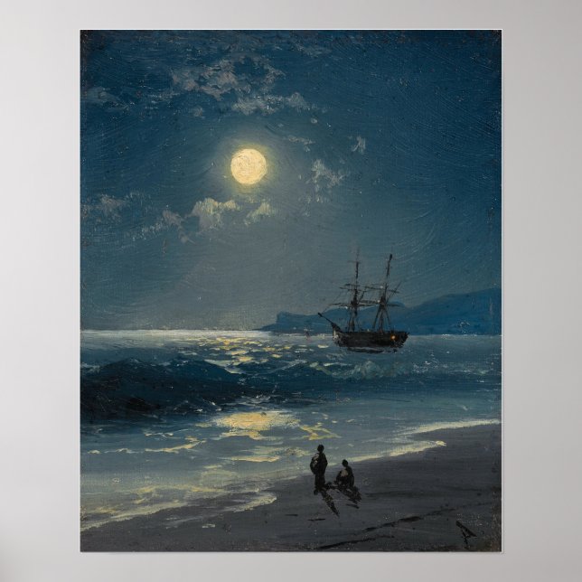 Poster Aivazovsky - Navio à Vela Em Um Mar Tranquilo Sob  (Frente)