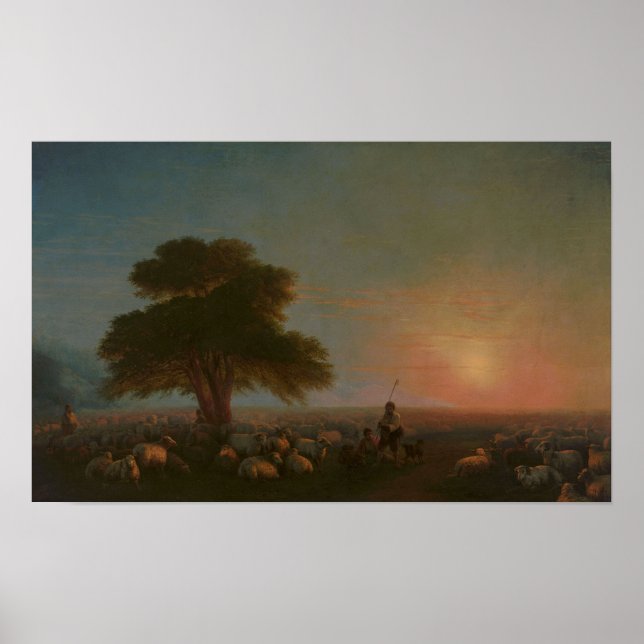 Poster Aivazovsky - Pastores Com Um Rebanho De Ovelhas (Frente)