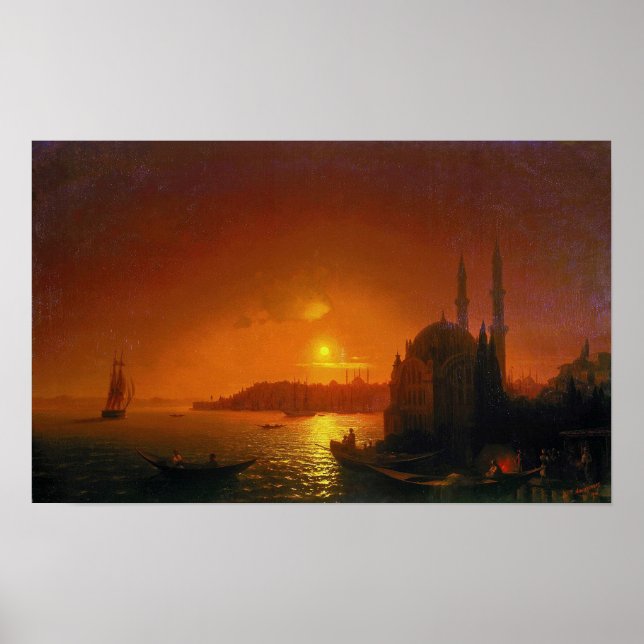 Poster Aivazovsky - Vista de Constantinopla com Luar… (Frente)