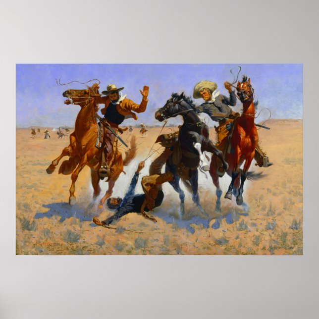 Poster Ajudando um camarada Frederic Remington 1890 (Frente)