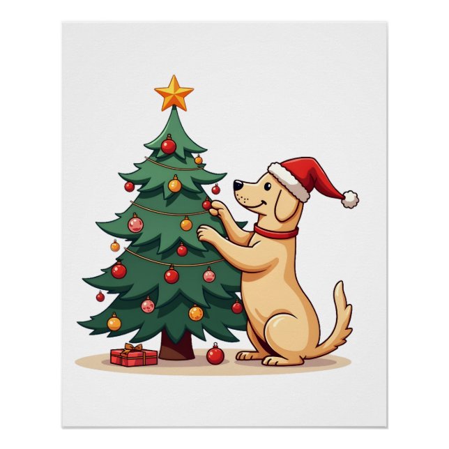 Póster Ajudante de Árvore de Natal de Labrador (Frente)