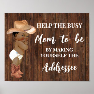 Poster Ajude a mamãe a se dedicar a um Chá de cowboy