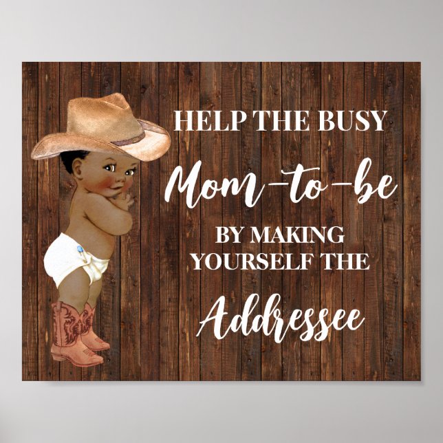 Poster Ajude a mamãe a se dedicar a um Chá de cowboy (Frente)