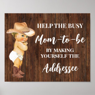 Poster Ajude a mamãe a se dedicar ao Chá do Cowboy