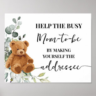 Poster Ajude a mamãe a se dedicar ao Chá do Urso