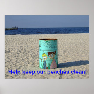 Poster Ajude a manter nossas praias limpas!