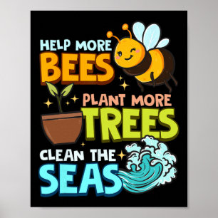 Poster Ajude mais abelhas a plantar mais árvores limpas m